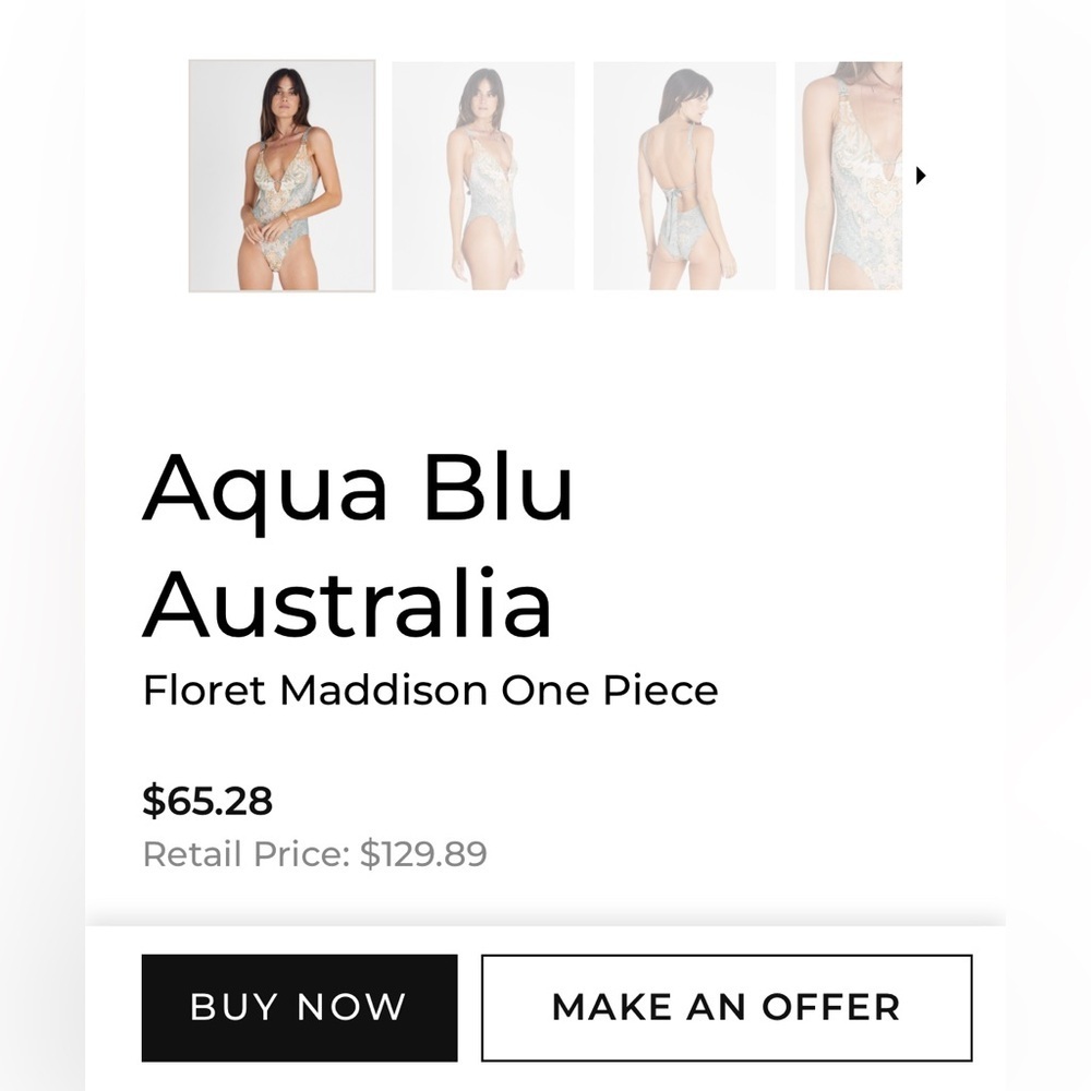 SIZE 10 NWT Aqua Blu Maddison adjustable One-Piece Swimsuit - Paisley - Picture 9 of 9
